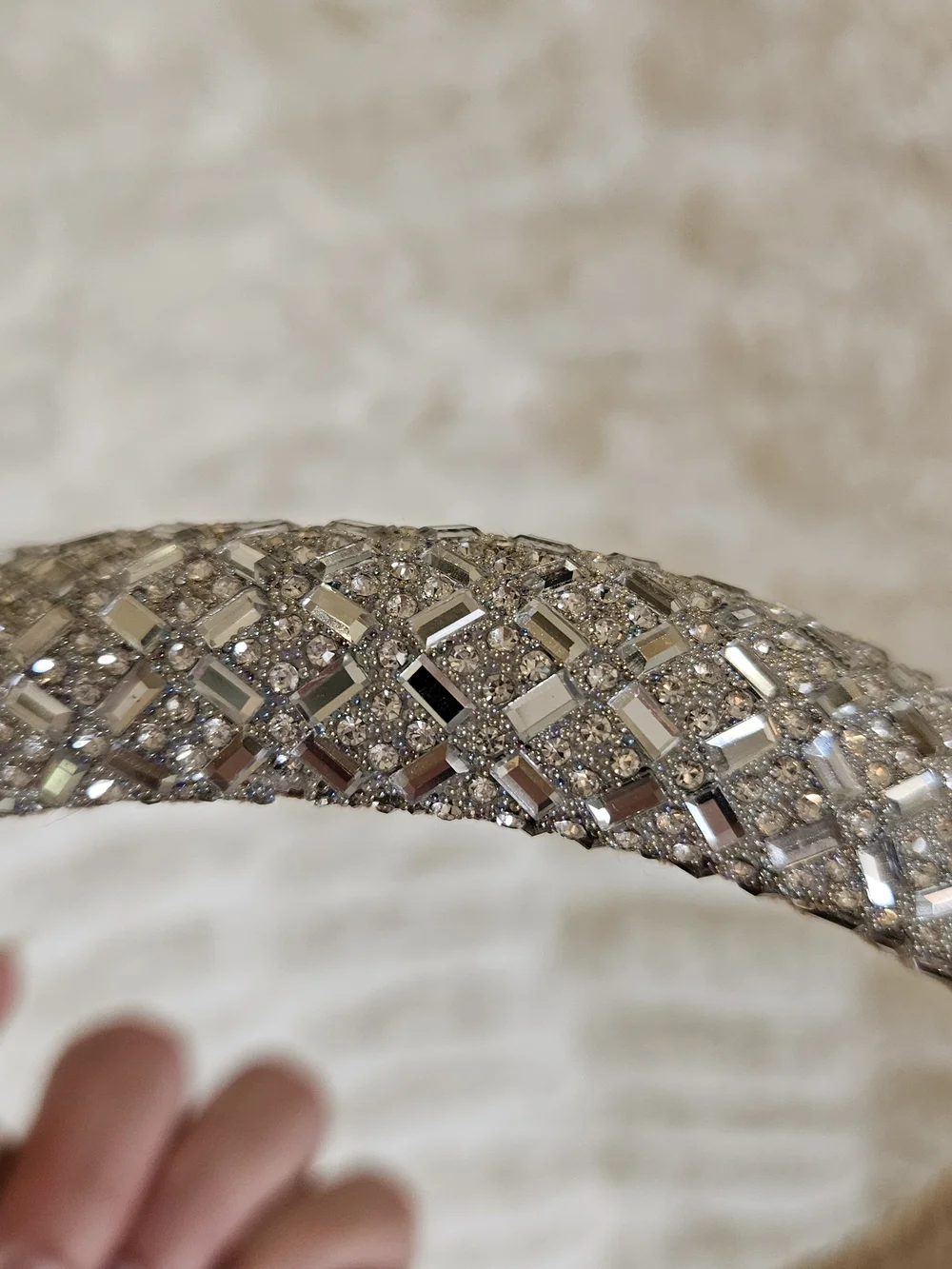 Crystal Embellished Silver Headband - Women's Accessories